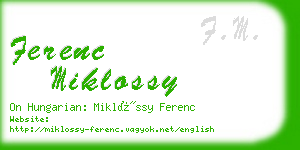 ferenc miklossy business card